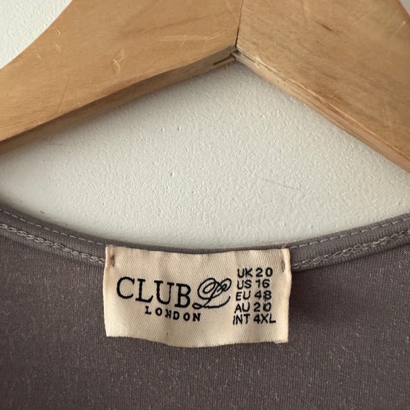 Club L London Silver Gray Velvet Shimmery Wrap Knot Mini Dress Long Sleeves - Picture 3 of 4